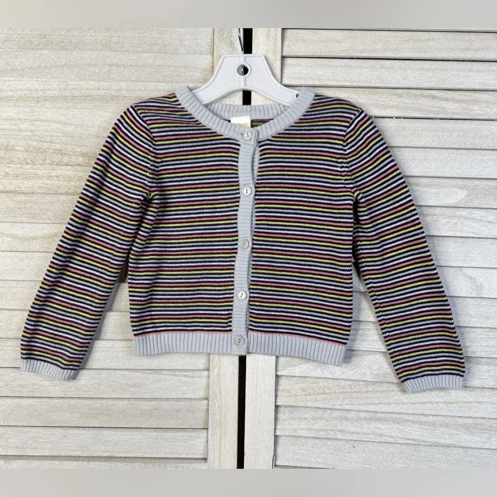 Gymboree Girls Rainbow Striped Cotton Cardigan Sweater Button Front Size 3T